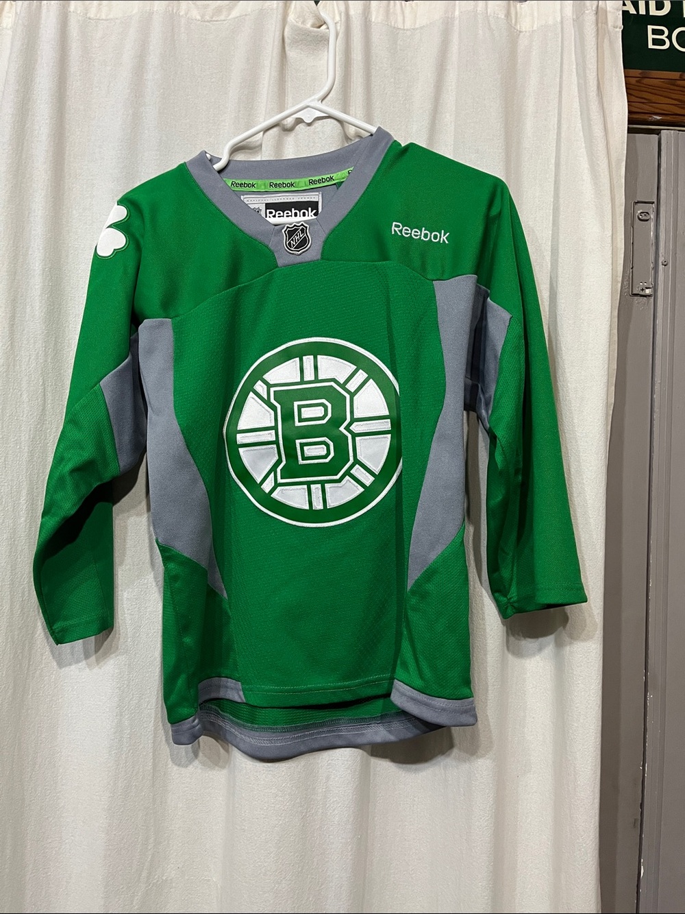 Reebok Green and Gray Men's Hockey Jersey with Team Crest
